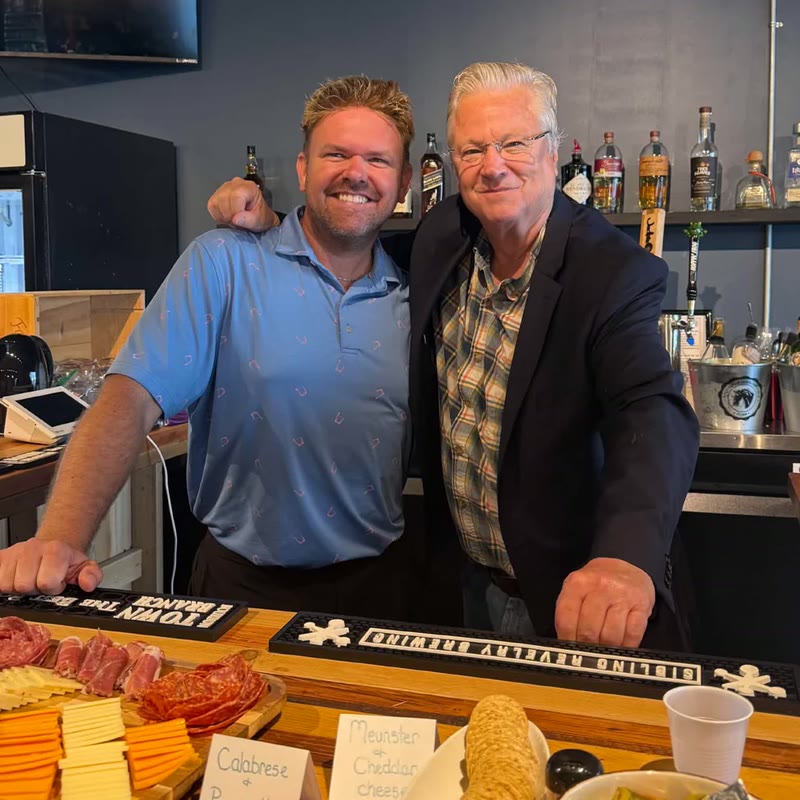 Brad Kozar and Saevar Thordarson behind the bar at The Butcher&rsquo;s Pantry.