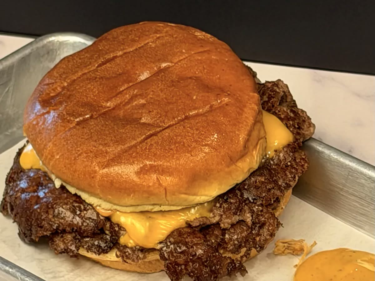 A smash burger from The Butcher&rsquo;s Pantry.